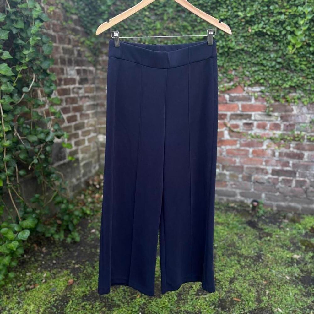 Christian Siriano Navy Blue Nautical Wide Leg Trousers